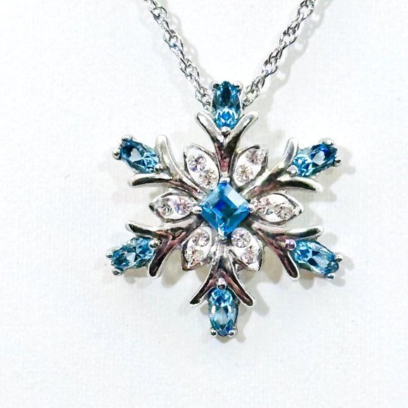 Kaleidoscope Sterling Snowflake Necklace w/Swarovski Crystals - New in Box - Picture 6 of 12